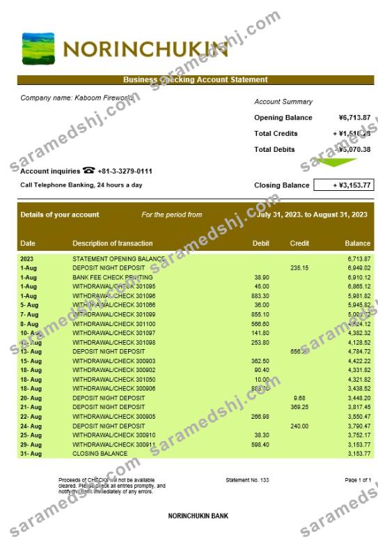 Norinchukin Bank enterprise statement Word and PDF template
